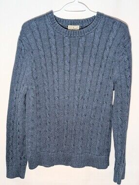 L.L. Bean Men’s Blue Coarse Cable Knit Crewneck Sweater